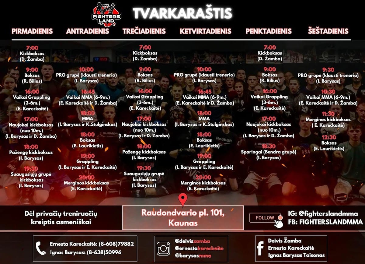 Fightersland kovos menų klubas — sporto klubas Kaunas